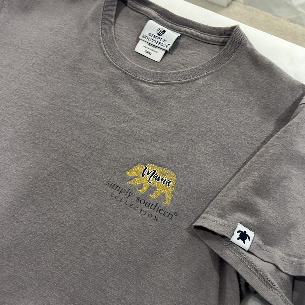 Simply Southern Gray Mama Bear Tshirt Small View 4